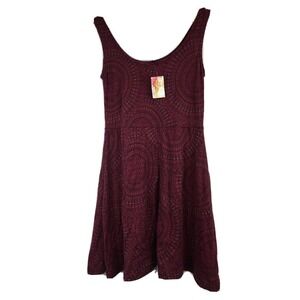 NWT Gypsy Chic Boutique Women's Burgundy Mandala Skater Dres